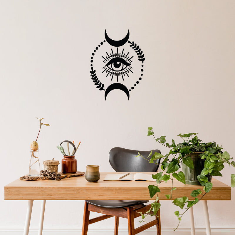 Vinyl Wall Art Decal - Eye Moon - 17" x 21" - Modern Sticker Trendy Figures Minimalist Flower Design For Home Bedroom Living Room Work Office Store Fine Decor 2