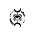 Vinyl Wall Art Decal - Eye Moon - Modern Sticker Trendy Figures Minimalist Flower Design For Home Bedroom Living Room Work Office Store Fine Decor 1