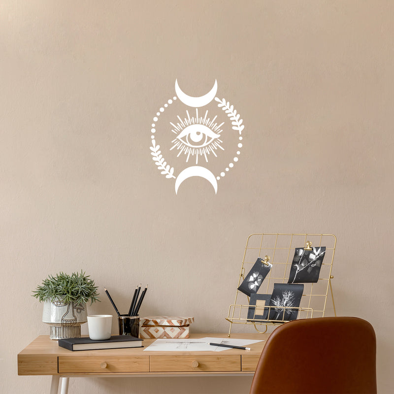 Vinyl Wall Art Decal - Eye Moon - 17" x 21" - Modern Sticker Trendy Figures Minimalist Flower Design For Home Bedroom Living Room Work Office Store Fine Decor 2