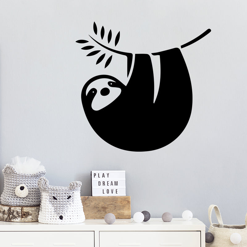 Vinyl Wall Art Decal - Sloth - 15" x 14" - Trendy Inspirational Cute Sloth Design Sticker For Children Bedroom Home Baby Nursery Daycare Kids Room Decor 2