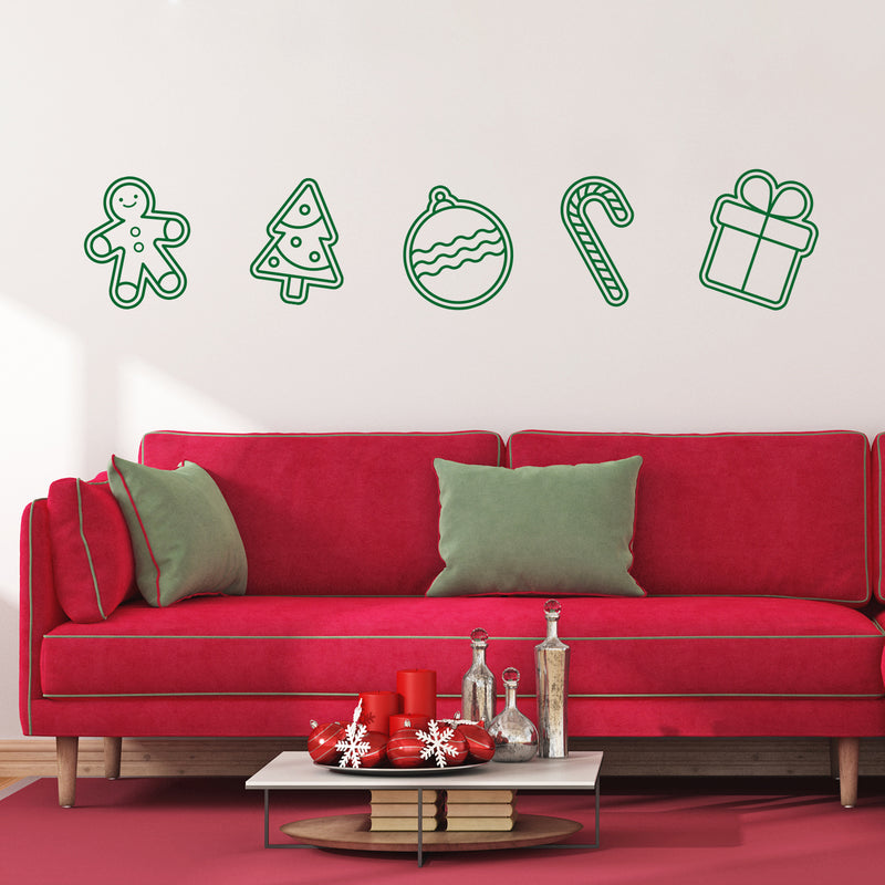Vinyl Wall Art Decal - Hanging Christmas Ornaments - 60.5" x 15" - Holiday Season Trendy Seasonal Sticker For Home School Living Room Work Office Classroom Door Store Window Decor 2