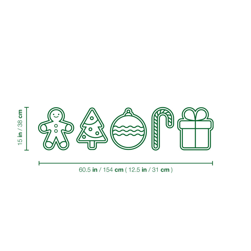 Vinyl Wall Art Decal - Hanging Christmas Ornaments - 60.5" x 15" - Holiday Season Trendy Seasonal Sticker For Home School Living Room Work Office Classroom Door Store Window Decor 4