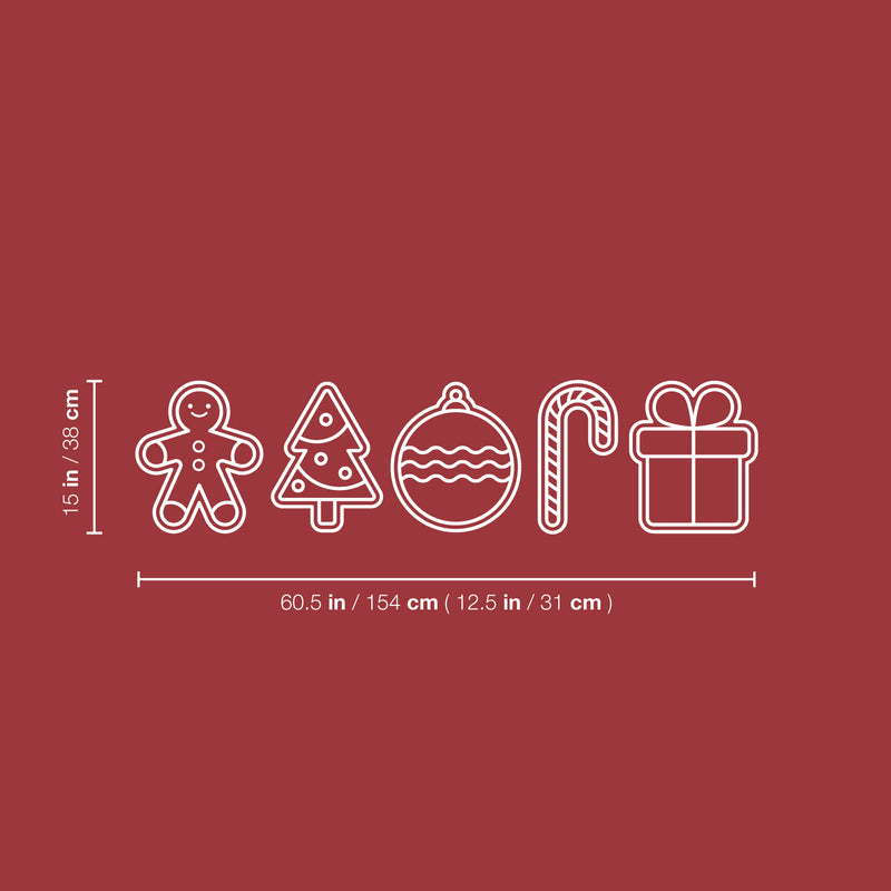 Vinyl Wall Art Decal - Hanging Christmas Ornaments - 60.5" x 15" - Holiday Season Trendy Seasonal Sticker For Home School Living Room Work Office Classroom Door Store Window Decor 4
