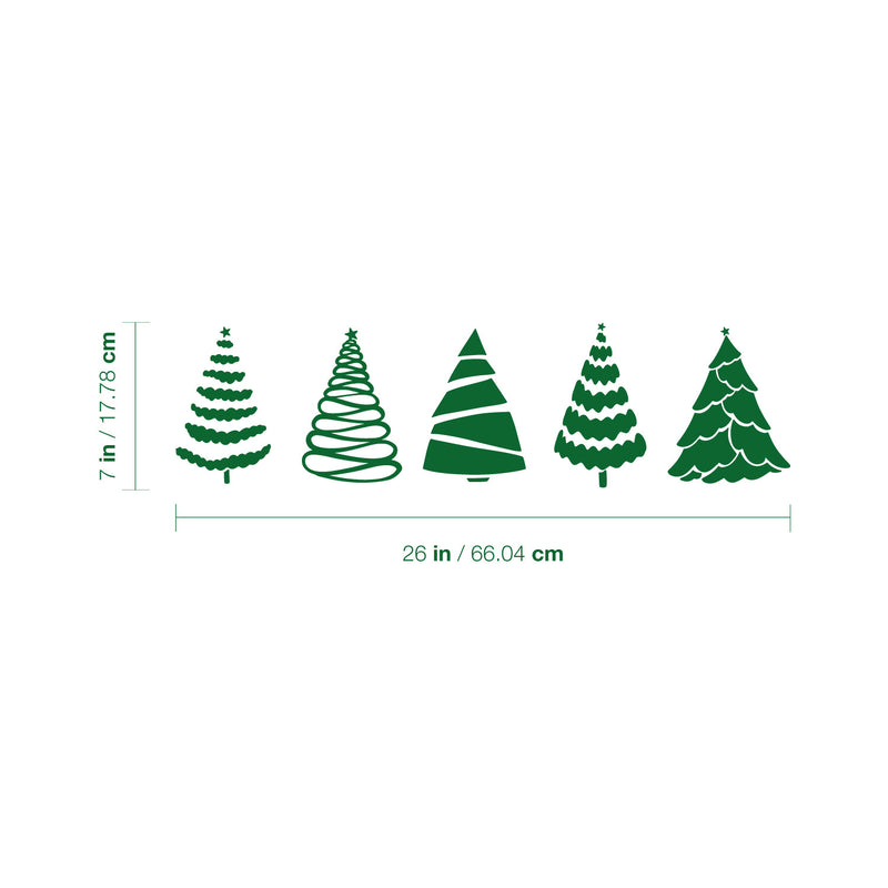 Vinyl Wall Art Decal - Christmas Trees - 26" x 7" - Holiday Season Trendy Seasonal Sticker For Home School Living Room Work Office Classroom Door Store Window Decor 4