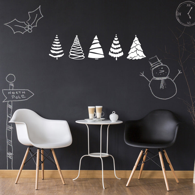 Vinyl Wall Art Decal - Christmas Trees - 26" x 7" - Holiday Season Trendy Seasonal Sticker For Home School Living Room Work Office Classroom Door Store Window Decor 2