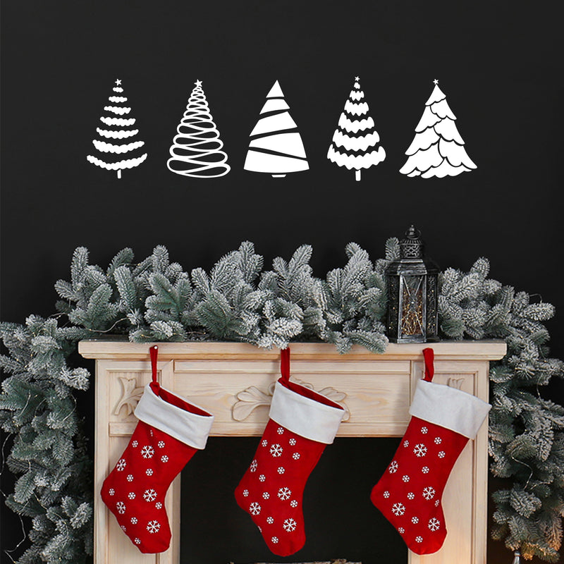 Vinyl Wall Art Decal - Christmas Trees - 26" x 7" - Holiday Season Trendy Seasonal Sticker For Home School Living Room Work Office Classroom Door Store Window Decor 3