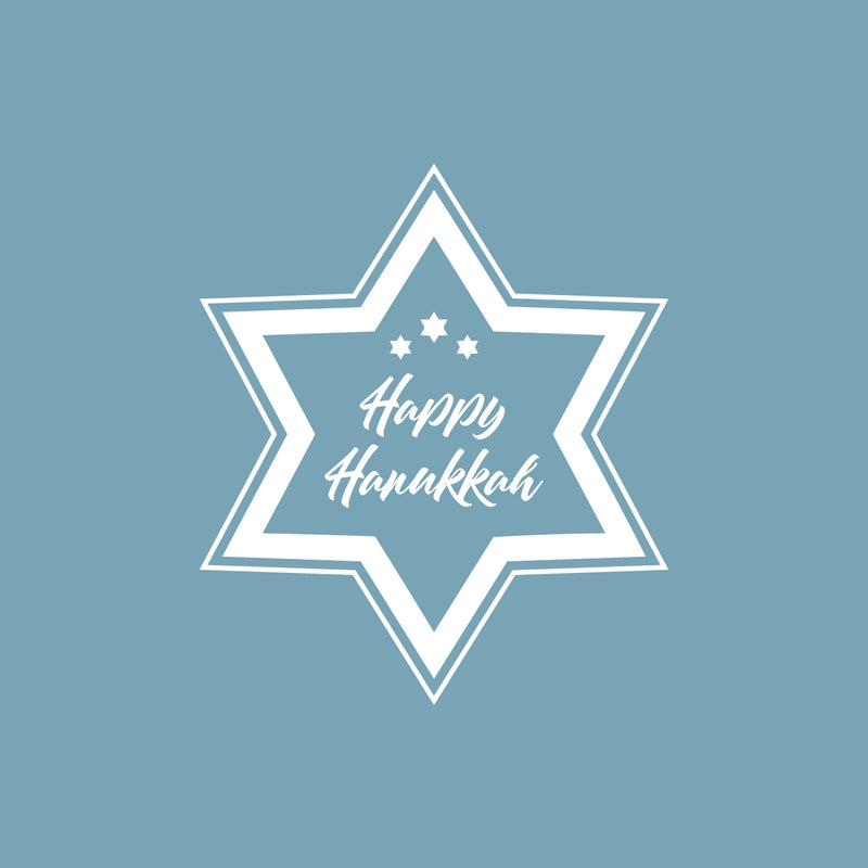 Vinyl Wall Art Decal - Happy Hanukkah Star - 19" x 16.5" - Grateful Inspirational Holiday Season Judaism Jewish Faith Quote Sticker For Home Entry Door Dining Room Living Room Decor 1