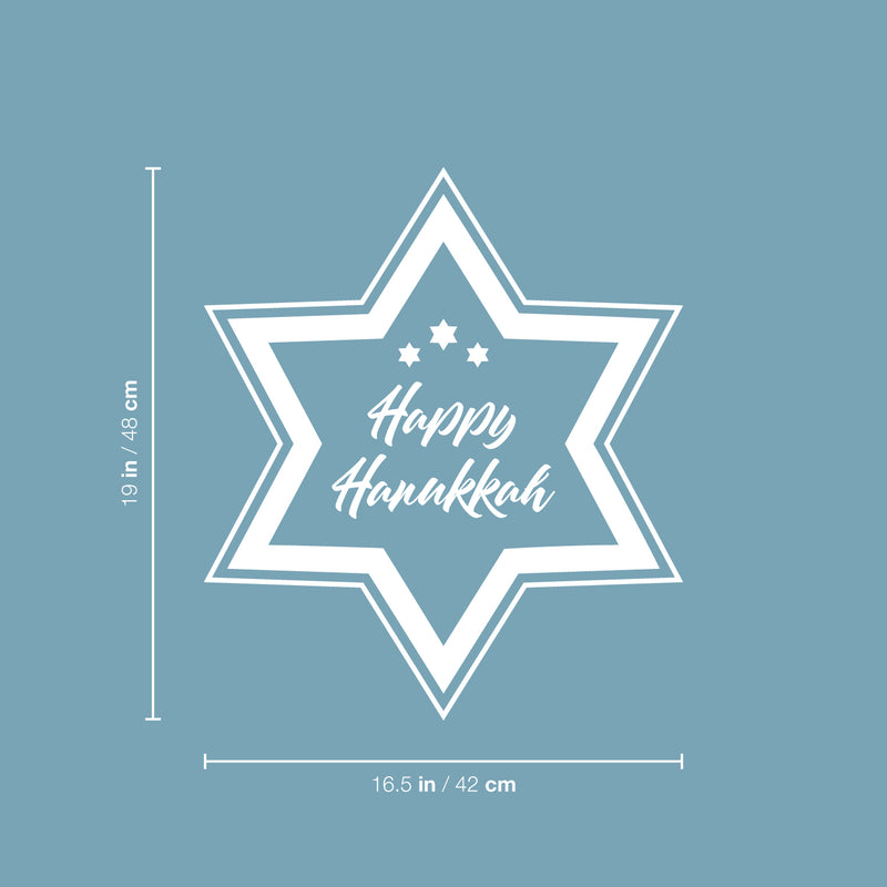 Vinyl Wall Art Decal - Happy Hanukkah Star - 19" x 16.5" - Grateful Inspirational Holiday Season Judaism Jewish Faith Quote Sticker For Home Entry Door Dining Room Living Room Decor 4