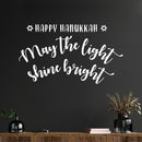 Vinyl Wall Art Decal - Happy Hanukkah May The Light Shine Bright - 8" x 14" - Grateful Inspirational Holiday Season Quote Sticker For Home Entry Door Dining Room Living Room Decor 2
