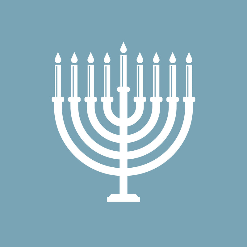Vinyl Wall Art Decal - Hanukkah Menorah - 18.5" x 16.5" - Grateful Inspirational Holiday Season Judaism Faith Quote Sticker For Home Entry Door Dining Room Living Room Decor 1