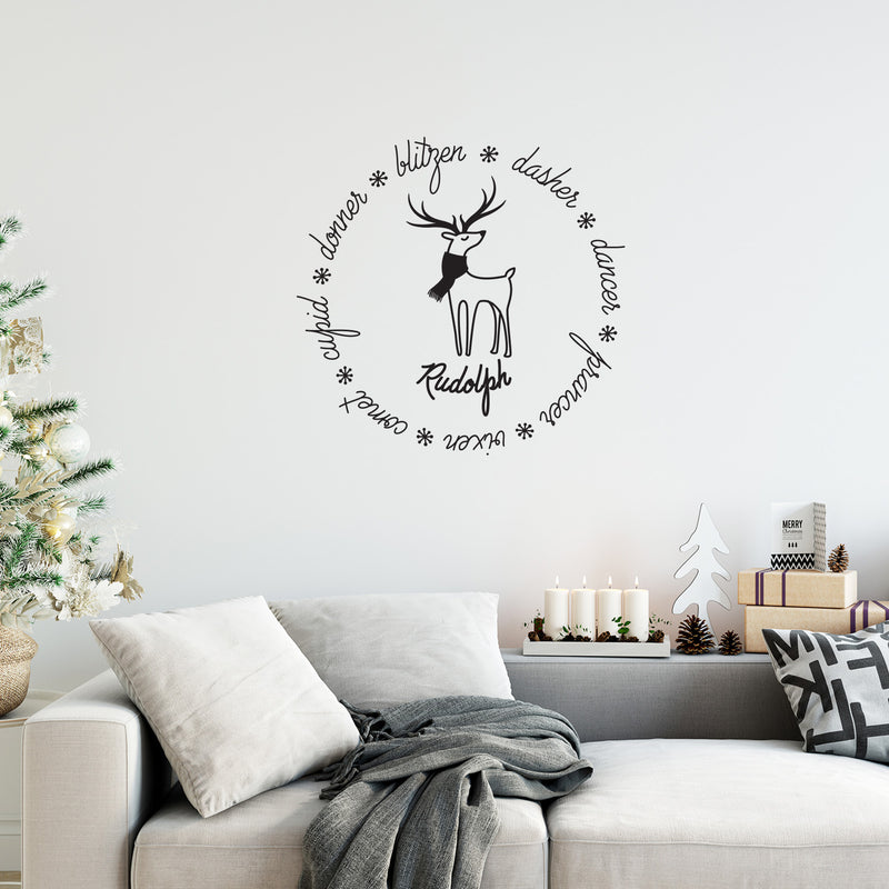 Vinyl Wall Art Decal - Reindeer Names - Holiday Christmas Season Trendy Seasonal Quote Sticker For Home School Living Room Work Office Classroom Store Decor 3