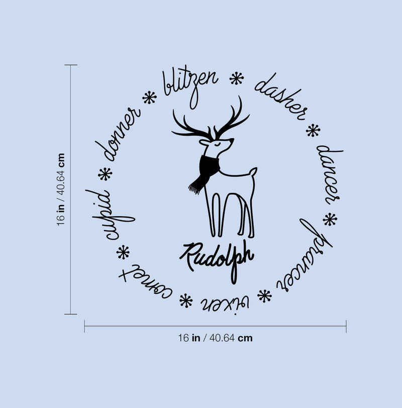 Vinyl Wall Art Decal - Reindeer Names - 16" x 16" - Holiday Christmas Season Trendy Seasonal Quote Sticker For Home School Living Room Work Office Classroom Store Decor 4
