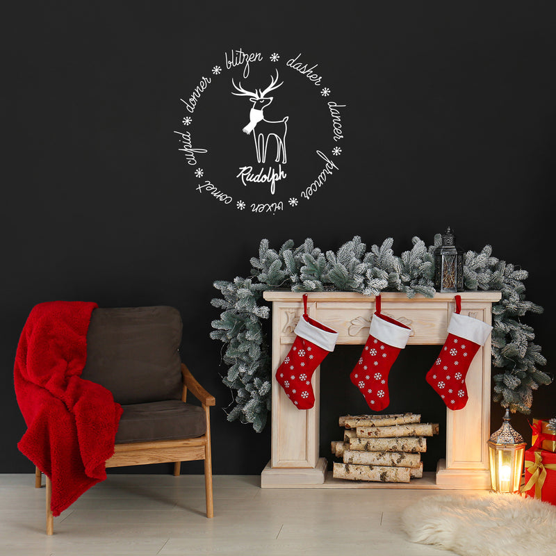 Vinyl Wall Art Decal - Reindeer Names - 16" x 16" - Holiday Christmas Season Trendy Seasonal Quote Sticker For Home School Living Room Work Office Classroom Store Decor 3