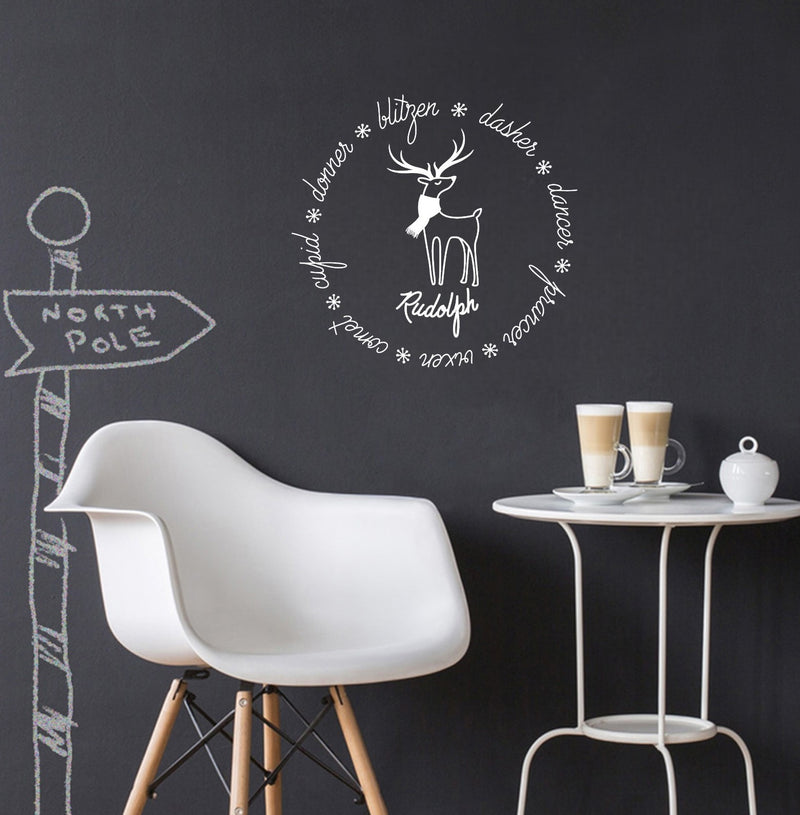 Vinyl Wall Art Decal - Reindeer Names - 16" x 16" - Holiday Christmas Season Trendy Seasonal Quote Sticker For Home School Living Room Work Office Classroom Store Decor 2