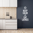 Vinyl Wall Art Decal - Keep Calm And Eat Latkes - 26.5" x 11.5" - Grateful Inspirational Holiday Season Judaism Quote Sticker For Home Entry Door Dining Room Living Room Decor 2