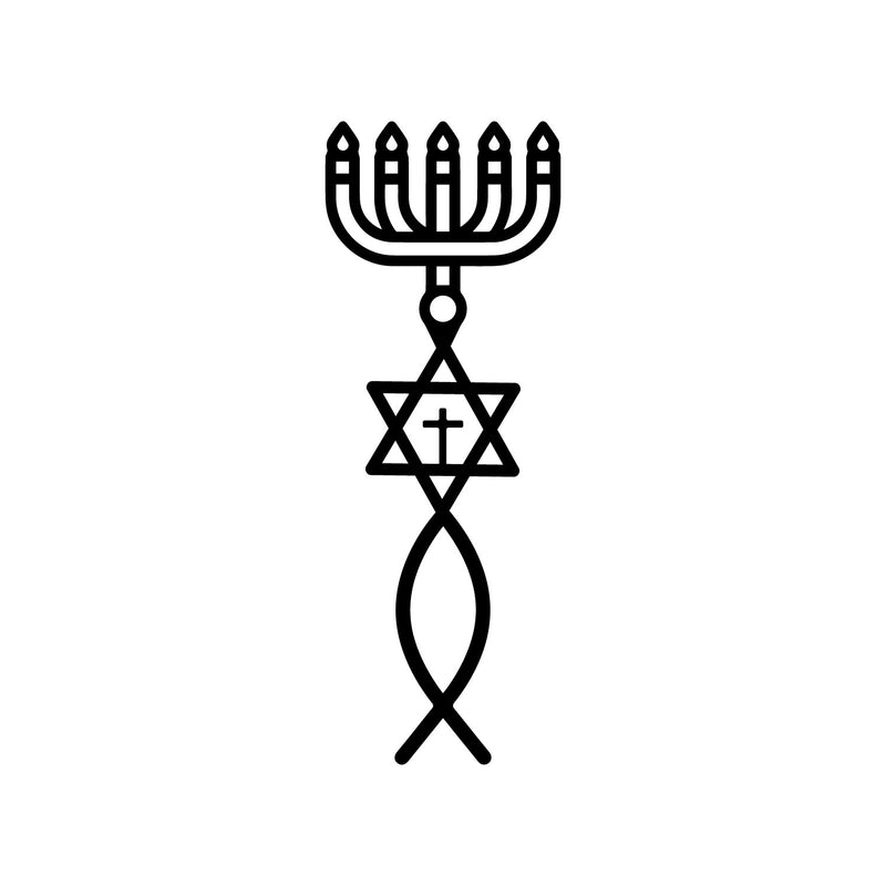 Vinyl Wall Art Decal - Hanukkah Symbols - 2- Grateful Inspirational Holiday Season Quote Sticker For Home Entry Door Dining Room Living Room Decor 1