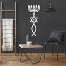 Vinyl Wall Art Decal - Hanukkah Symbols - 25" x 9" - Grateful Inspirational Holiday Season Judaism Faith Quote Sticker For Home Entry Door Dining Room Living Room Decor 2