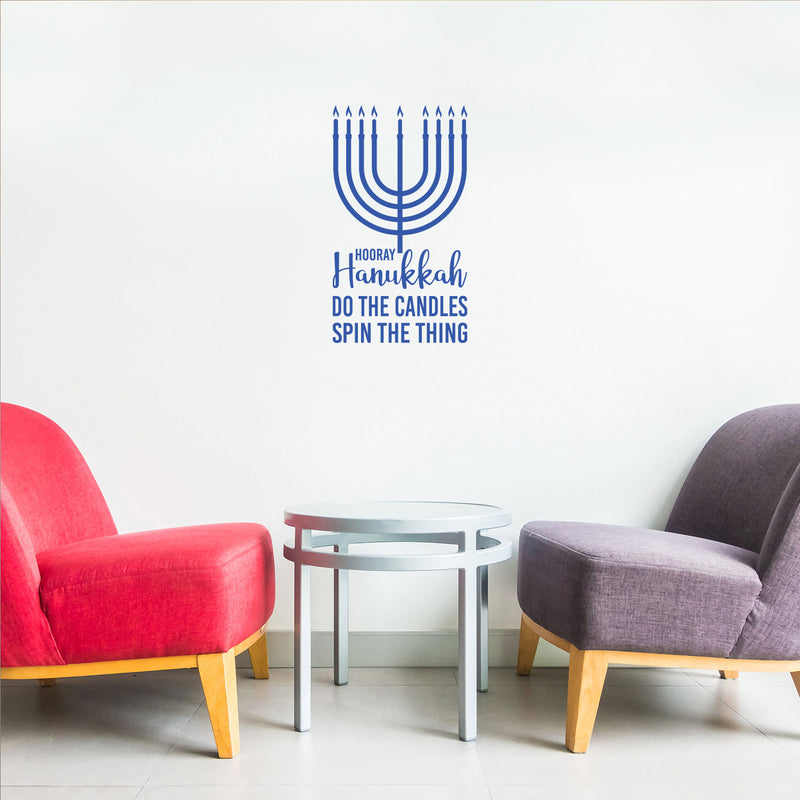 Vinyl Wall Art Decal - Hooray Hanukkah Do The Candles Spin The Thing - Grateful Inspirational Quote Sticker For Home Entry Door Dining Room Living Room Decor 2