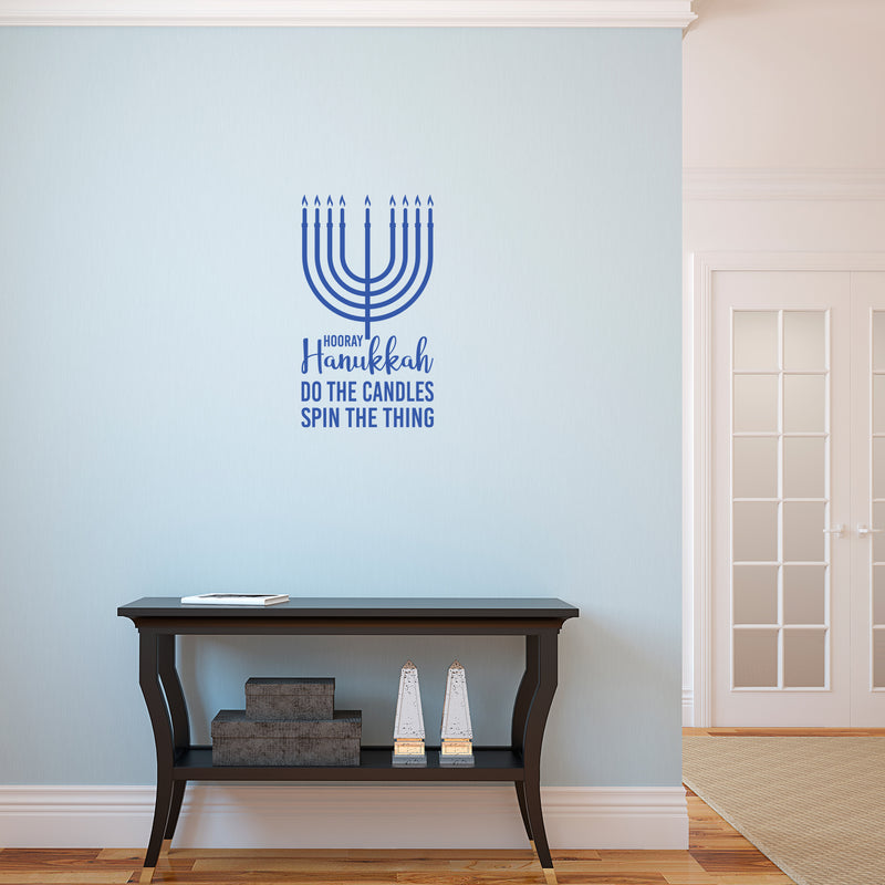 Vinyl Wall Art Decal - Hooray Hanukkah Do The Candles Spin The Thing - 30" x 17" - Grateful Inspirational Quote Sticker For Home Entry Door Dining Room Living Room Decor 3