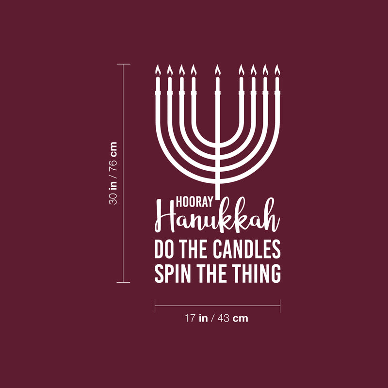Vinyl Wall Art Decal - Hooray Hanukkah Do The Candles Spin The Thing - 30" x 17" - Grateful Inspirational Quote Sticker For Home Entry Door Dining Room Living Room Decor 4