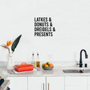 Vinyl Wall Art Decal - Latkes And Donuts And Dreidels And Presents - 16.5" x 18" - Grateful Inspirational Quote Sticker For Home Entry Door Dining Room Living Room Decor 2