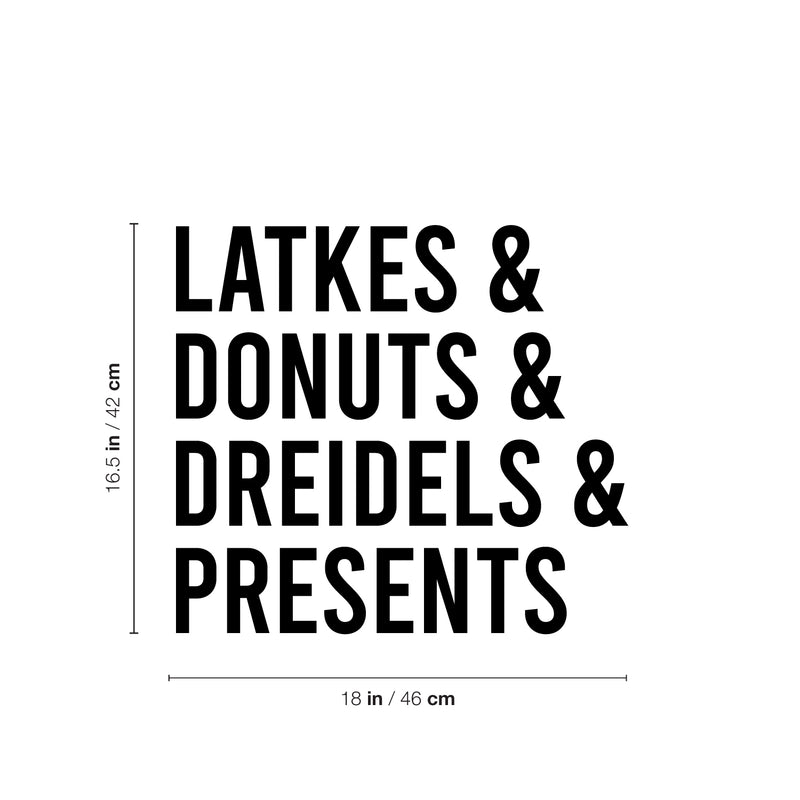 Vinyl Wall Art Decal - Latkes And Donuts And Dreidels And Presents - 16.5" x 18" - Grateful Inspirational Quote Sticker For Home Entry Door Dining Room Living Room Decor 4