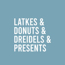 Vinyl Wall Art Decal - Latkes And Donuts And Dreidels And Presents - 16.5" x 18" - Grateful Inspirational Quote Sticker For Home Entry Door Dining Room Living Room Decor 1