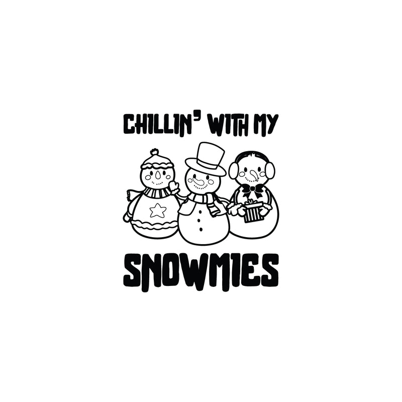 Vinyl Wall Art Decal - Chillin' With My Snowmies - 20" x 17" - Holiday Christmas Season Trendy Seasonal Quote Sticker For Family Home School Kids Room Living Room Door Decor 1