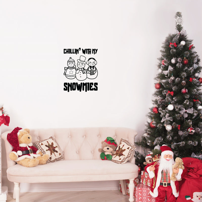 Vinyl Wall Art Decal - Chillin' With My Snowmies - 20" x 17" - Holiday Christmas Season Trendy Seasonal Quote Sticker For Family Home School Kids Room Living Room Door Decor 3