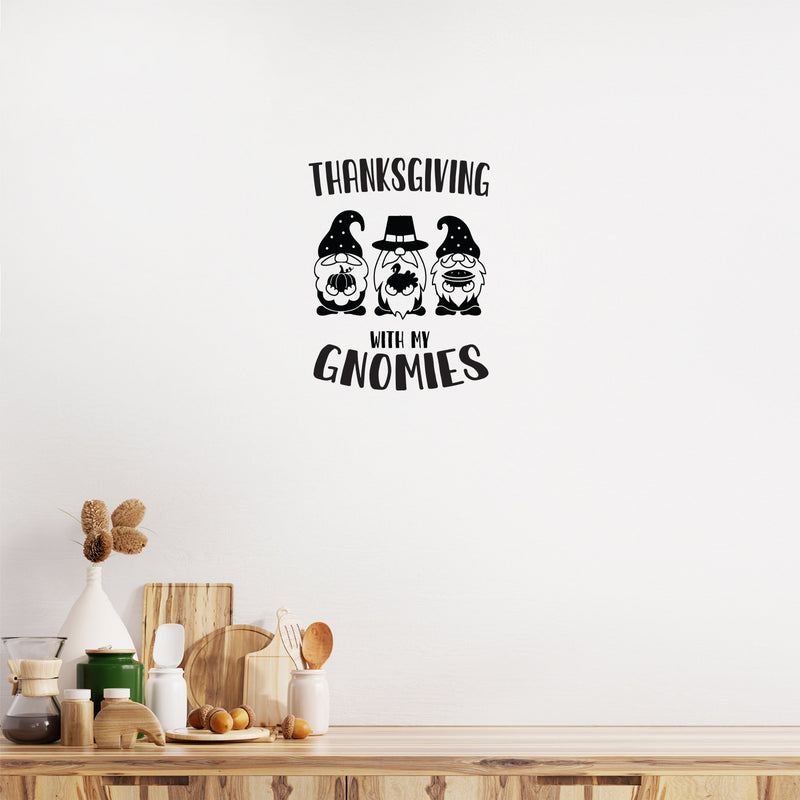 Vinyl Wall Art Decal - Thanksgiving Gnomies - Trendy Funny Lovely Fall Season Design Sticker For Home Family Room Playroom Classroom Office Coffee Shop Storefront Decor 2