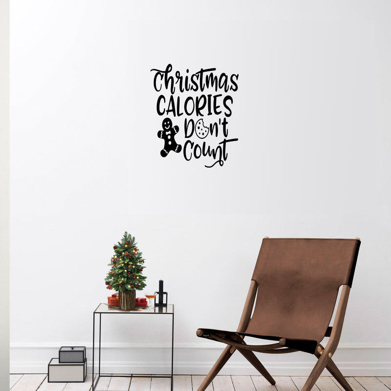 Vinyl Wall Art Decal - Christmas Calories Don't Count - Lovely Funny Christmas Season Quote Sticker For Home Kitchen Dining Room Restaurant Coffee Shop Storefront Holiday Decor 2