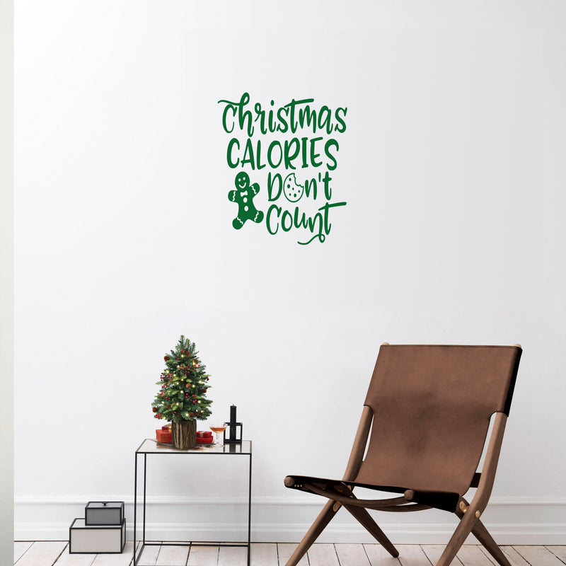 Vinyl Wall Art Decal - Christmas Calories Don't Count - 20" x 17" - Lovely Funny Christmas Season Quote Sticker For Home Kitchen Dining Room Restaurant Coffee Shop Storefront Holiday Decor 2