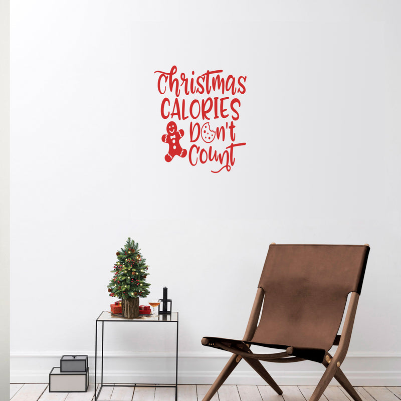 Vinyl Wall Art Decal - Christmas Calories Don't Count - 20" x 17" - Lovely Funny Christmas Season Quote Sticker For Home Kitchen Dining Room Restaurant Coffee Shop Storefront Holiday Decor 3