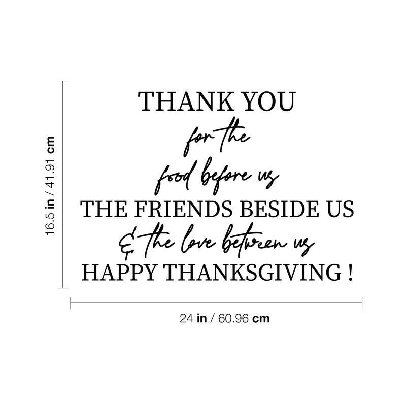 Vinyl Wall Art Decal - Thanks You For The Food Before Us - 16.5" x 24" - Lovely Inspiring Thanksgiving Quote Sticker For Home Living Room Kitchen Dining Room Restaurant Storefront Decor 4