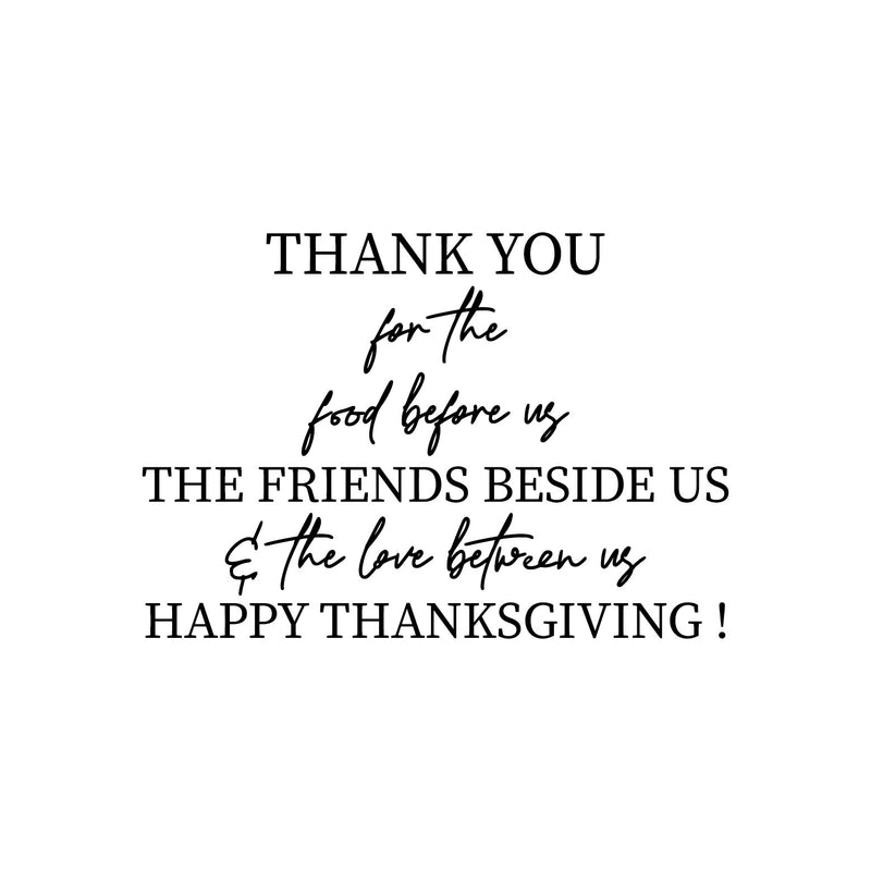 Vinyl Wall Art Decal - Thanks You For The Food Before Us - 16.5" x 24" - Lovely Inspiring Thanksgiving Quote Sticker For Home Living Room Kitchen Dining Room Restaurant Storefront Decor 1
