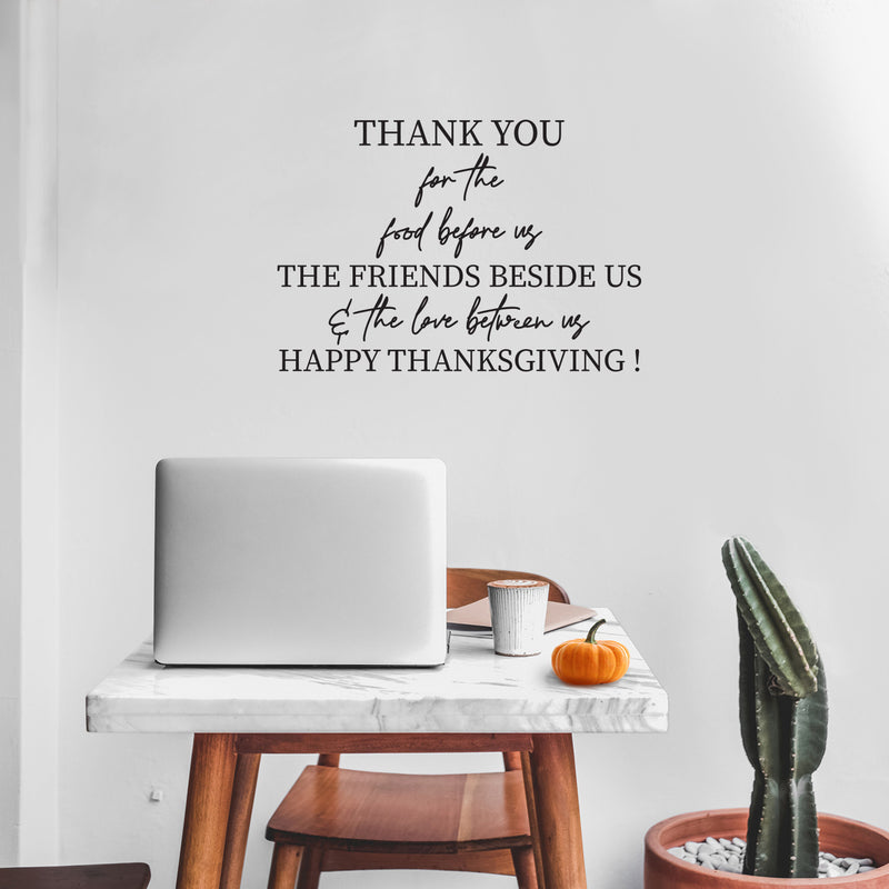 Vinyl Wall Art Decal - Thanks You For The Food Before Us - 16.5" x 24" - Lovely Inspiring Thanksgiving Quote Sticker For Home Living Room Kitchen Dining Room Restaurant Storefront Decor 3