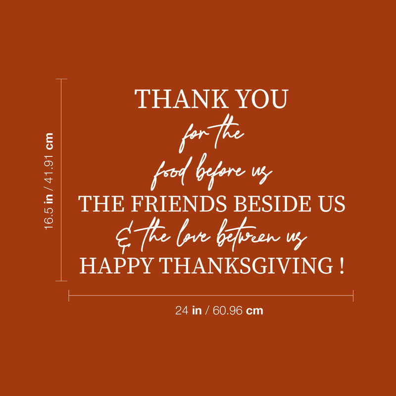 Vinyl Wall Art Decal - Thanks You For The Food Before Us - 16.5" x 24" - Lovely Inspiring Thanksgiving Quote Sticker For Home Living Room Kitchen Dining Room Restaurant Storefront Decor 4