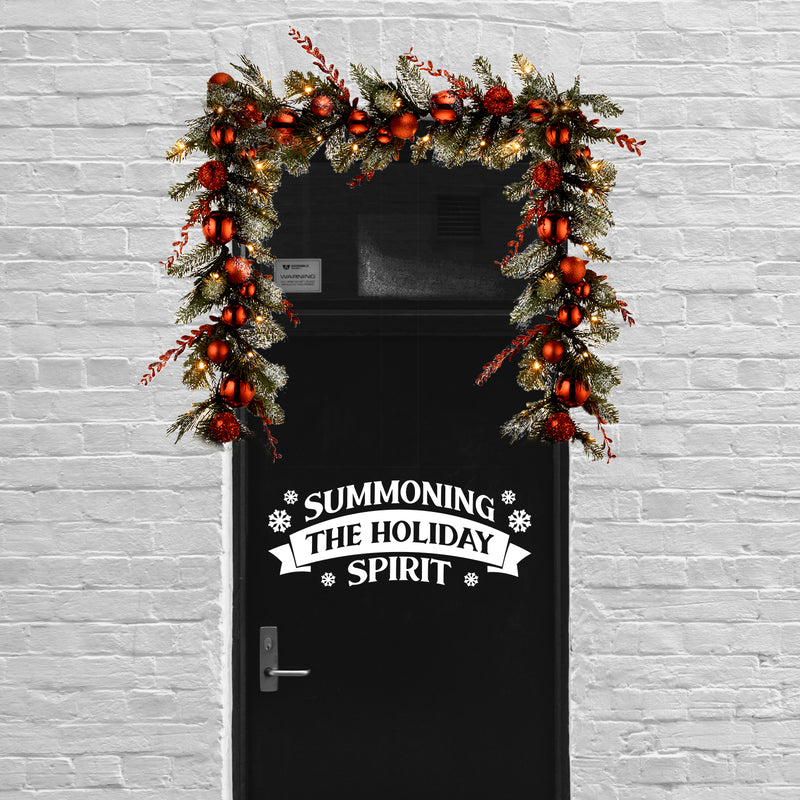 Vinyl Wall Art Decal - Summoning The Holiday Spirit - 10" x 25" - Holiday Christmas Season Trendy Seasonal Quote Sticker For Family Home School Kids Room Living Room Door Decor 3