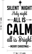 Vinyl Wall Art Decal - Silent Night Holy Night All Is Calm All Is Bright - Holiday Christmas Season Quote Sticker For Family Home School Kids Room Living Room Decor 4