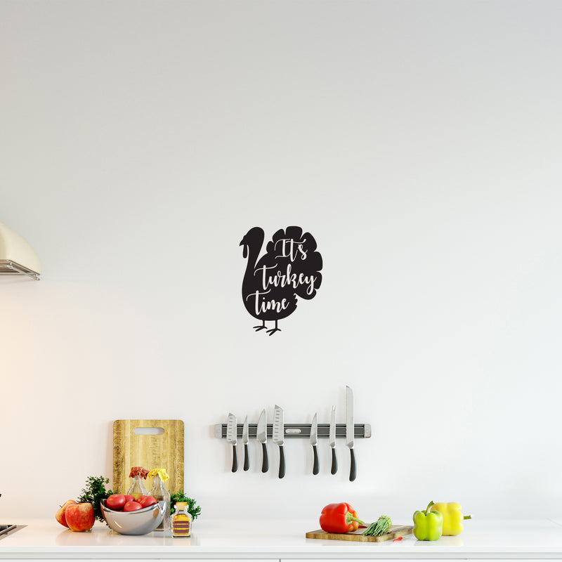 Vinyl Wall Art Decal - It's Turkey Time - 20" x 17" - Trendy Funny Thanksgiving Turkey Design Sticker For Home Living Room Kitchen Dining Room Coffee Shop Restaurant Storefront Decor 3