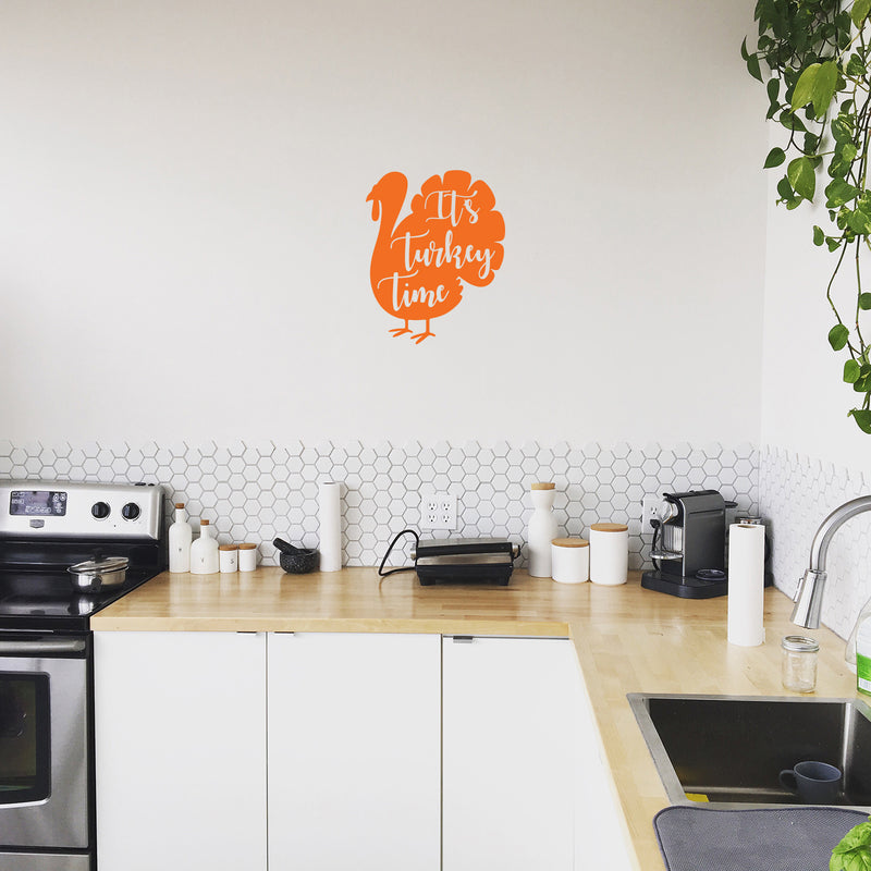 Vinyl Wall Art Decal - It's Turkey Time - 20" x 17" - Trendy Funny Thanksgiving Turkey Design Sticker For Home Living Room Kitchen Dining Room Coffee Shop Restaurant Storefront Decor 2