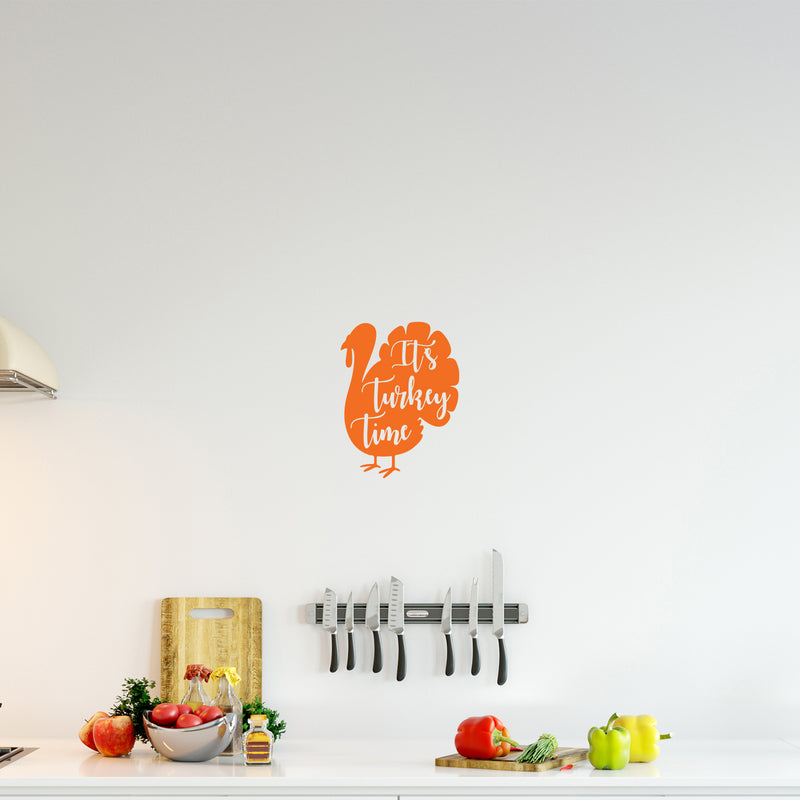 Vinyl Wall Art Decal - It's Turkey Time - 20" x 17" - Trendy Funny Thanksgiving Turkey Design Sticker For Home Living Room Kitchen Dining Room Coffee Shop Restaurant Storefront Decor 3