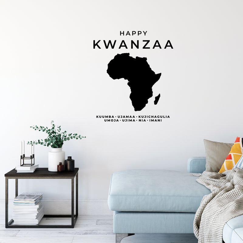Vinyl Wall Art Decal - Happy Kwanzaa - 17" x 15" - Trendy Inspiring African American Culture Quote Africa Design Sticker For Home Family Living Room Office Coffee Shop Storefront Decor 3