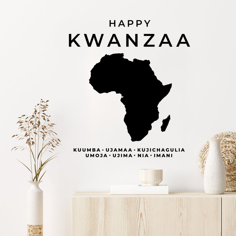 Vinyl Wall Art Decal - Happy Kwanzaa - 17" x 15" - Trendy Inspiring African American Culture Quote Africa Design Sticker For Home Family Living Room Office Coffee Shop Storefront Decor 2
