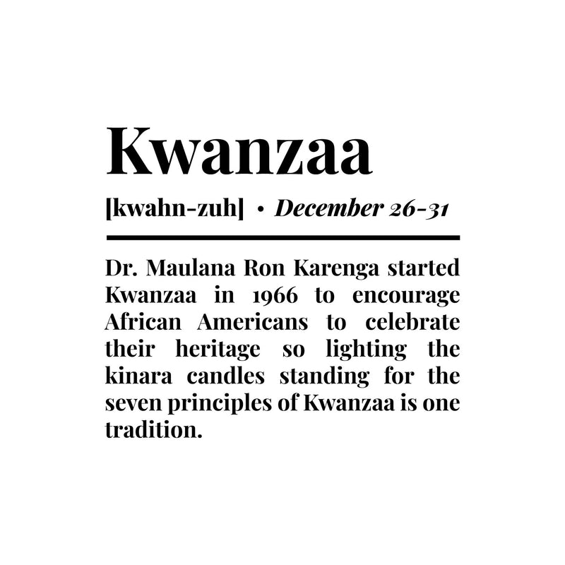 Vinyl Wall Art Decal - Kwanzaa Definition - 13" x 15" - Trendy Inspirational African American Culture Quote Sticker For Home Family Living Room Office Coffee Shop Storefront Decor 1