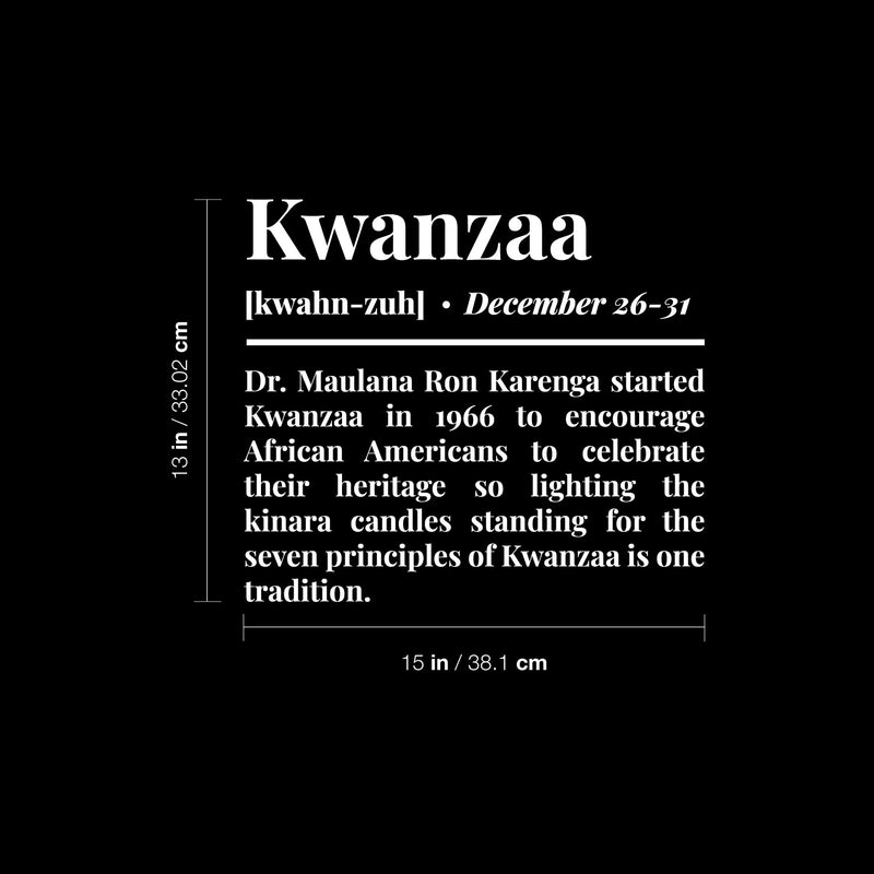 Vinyl Wall Art Decal - Kwanzaa Definition - 13" x 15" - Trendy Inspirational African American Culture Quote Sticker For Home Family Living Room Office Coffee Shop Storefront Decor 4