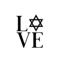 Vinyl Wall Art Decal - L ? V E - Modern Lovely Jewish Star Of David Design Sticker For Home Bedroom Family Living Room Office Coffee Shop Storefront Religious Center Decor 1
