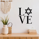 Vinyl Wall Art Decal - L ? V E - Modern Lovely Jewish Star Of David Design Sticker For Home Bedroom Family Living Room Office Coffee Shop Storefront Religious Center Decor 2
