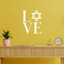 Vinyl Wall Art Decal - L ? V E - 20" x 16" - Modern Lovely Jewish Star Of David Design Sticker For Home Bedroom Family Living Room Office Coffee Shop Storefront Religious Center Decor 2