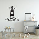 Vinyl Wall Art Decal - Lighthouse Waves - 18.5" X 16.5" - Light Shape Cute Modern Trendy Beacon Ocean Navy Design For Home Office Living Room Bedroom Store Decor 2